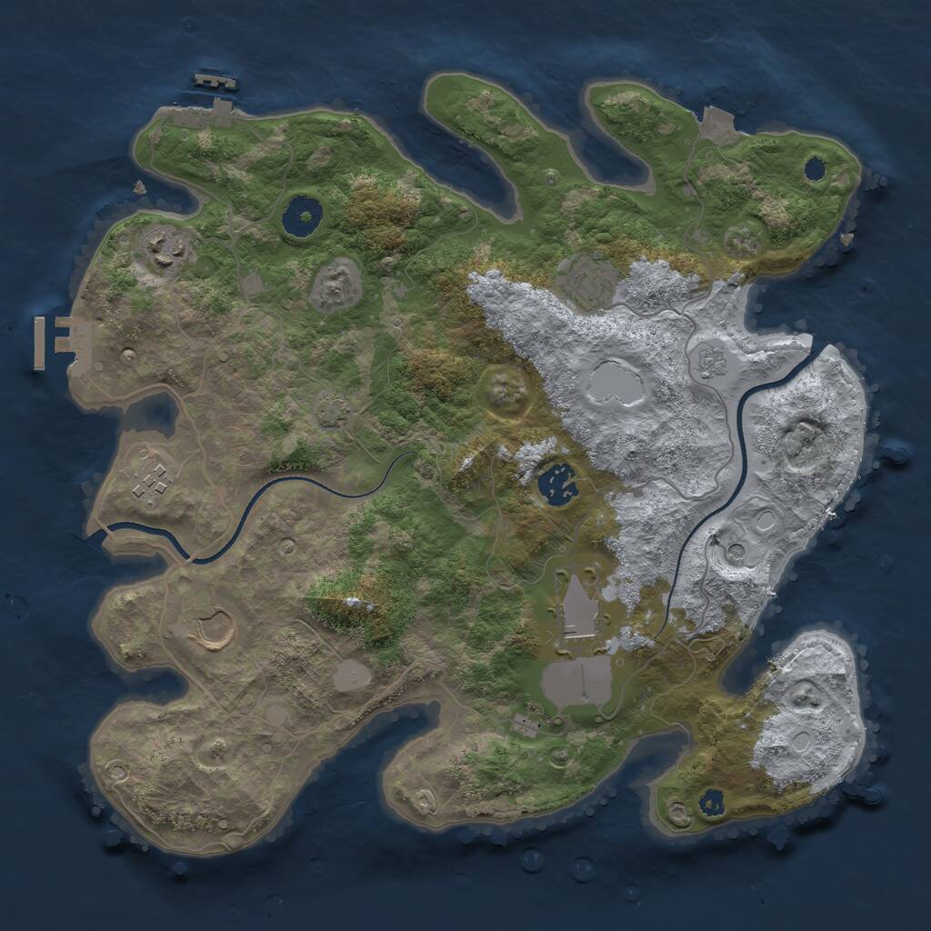 Rust Map: Procedural Map, Size: 3500, Seed: 665760581, 12 Monuments