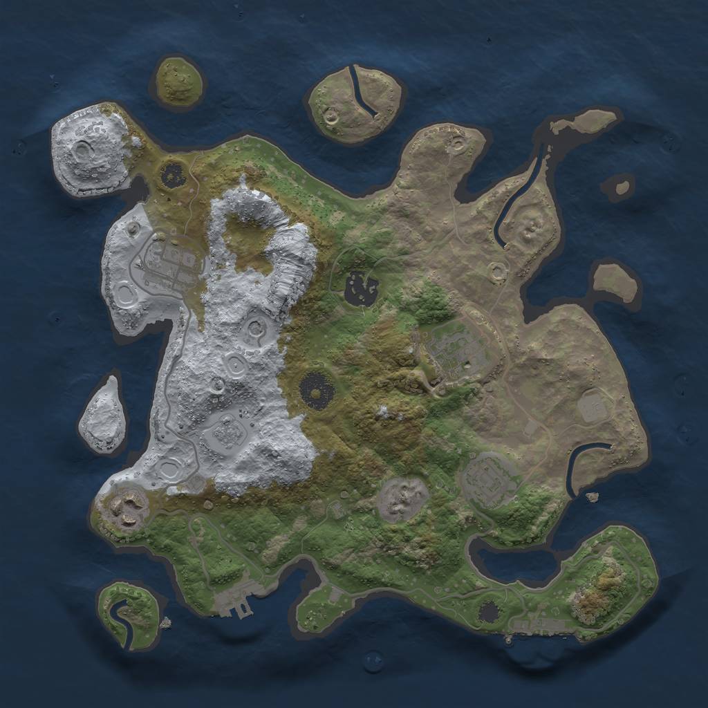 Rust Map: Procedural Map, Size: 3000, Seed: 123421, 14 Monuments