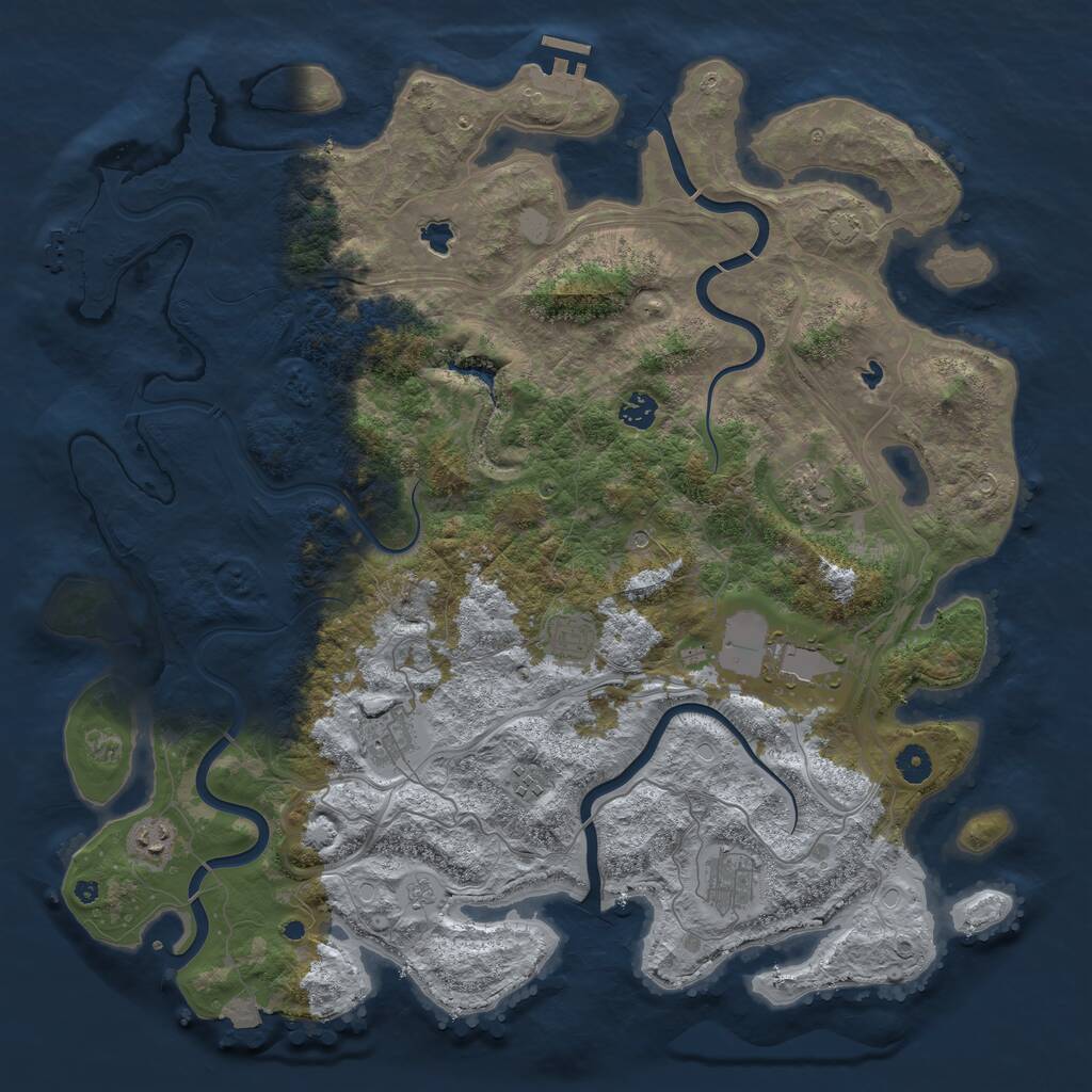 Rust Map: Procedural Map, Size: 4500, Seed: 2136, 14 Monuments