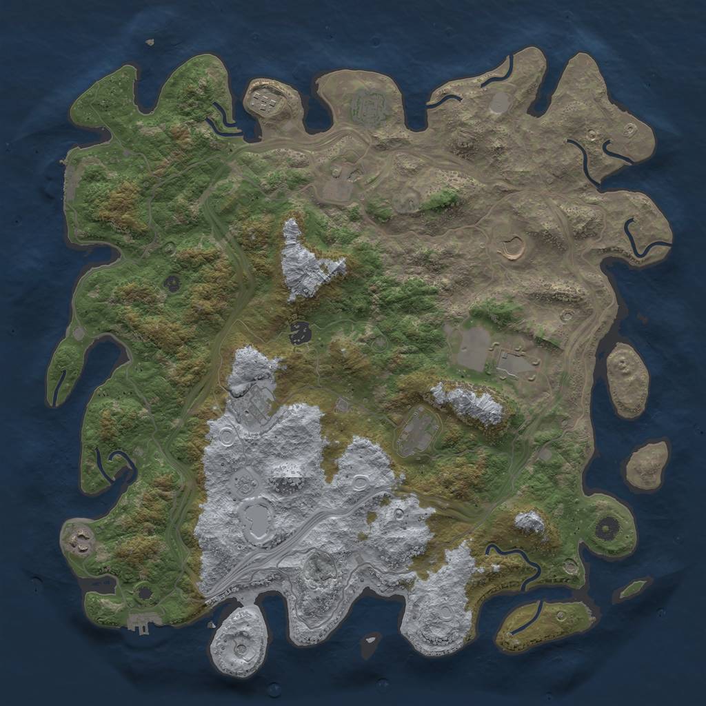 Rust Map: Procedural Map, Size: 4500, Seed: 241957687, 16 Monuments