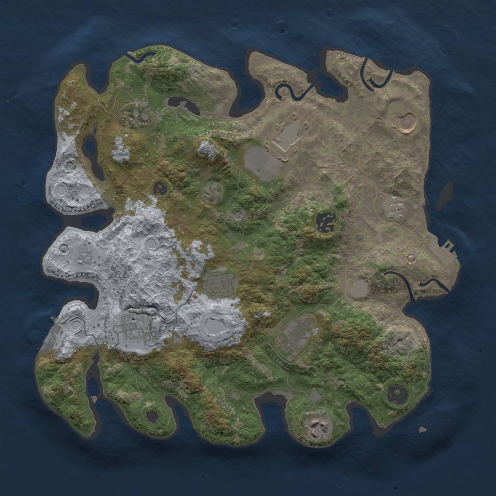 Rust Map: Procedural Map, Size: 3500, Seed: 2002776485, 16 Monuments