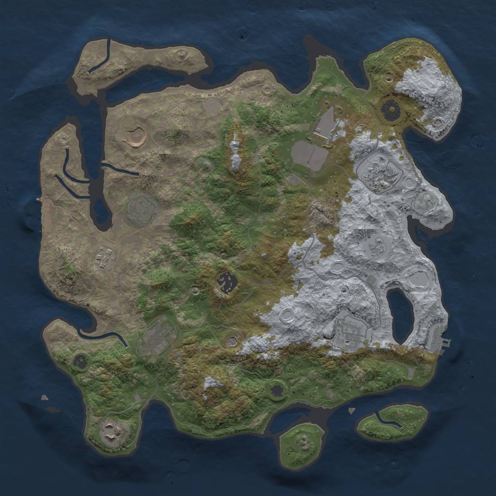Rust Map: Procedural Map, Size: 3700, Seed: 930532833, 18 Monuments