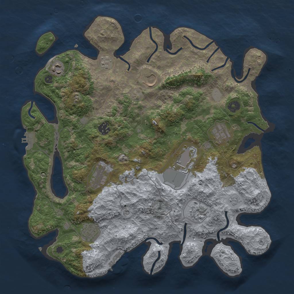 Rust Map: Procedural Map, Size: 3700, Seed: 1744559761, 16 Monuments