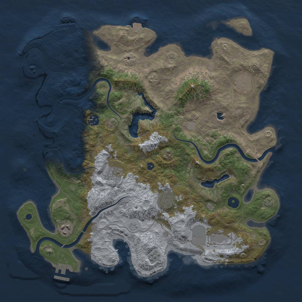 Rust Map: Procedural Map, Size: 4000, Seed: 1084275683, 13 Monuments