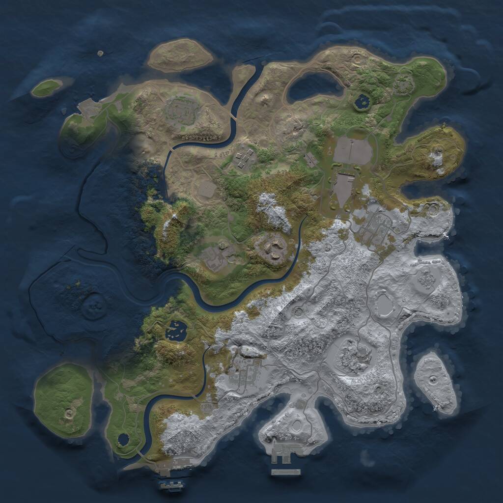 Rust Map: Procedural Map, Size: 3500, Seed: 44579107, 15 Monuments