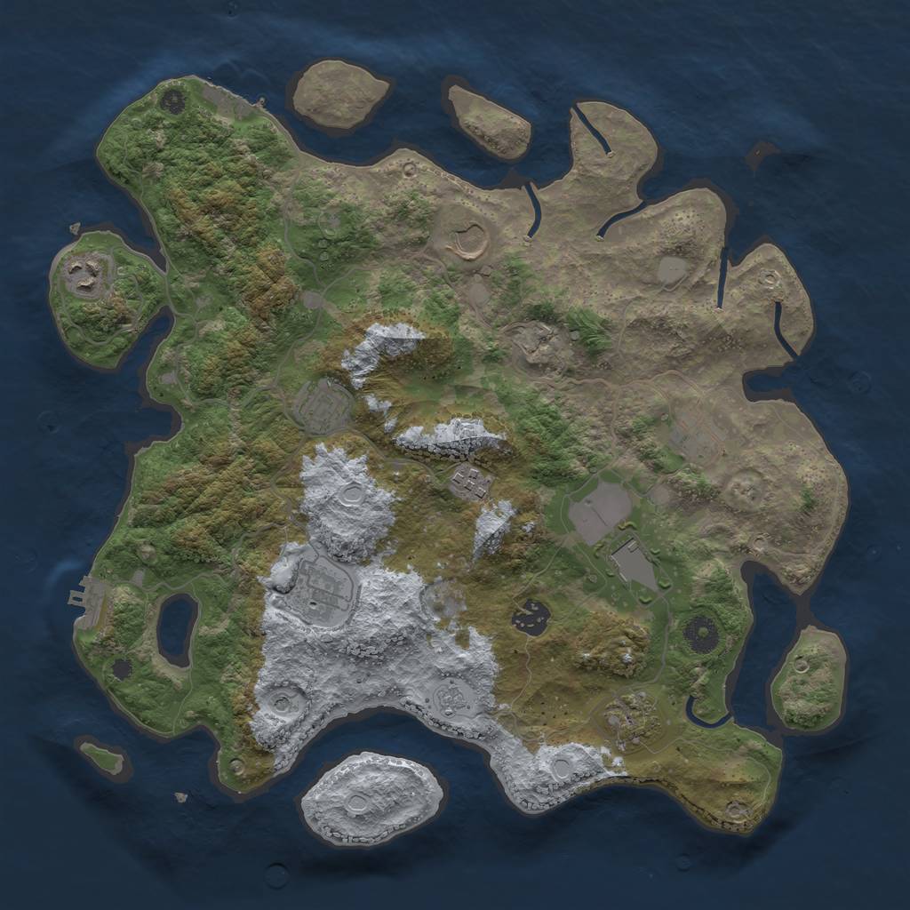Rust Map: Procedural Map, Size: 3800, Seed: 980061290, 18 Monuments