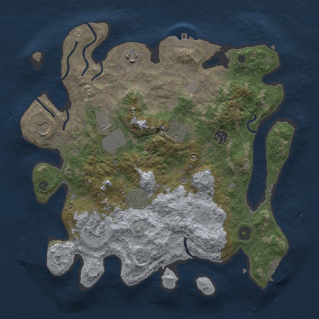 Rust Map: Procedural Map, Size: 3500, Seed: 987577402, 17 Monuments