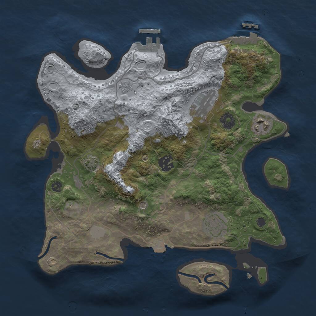 Rust Map: Procedural Map, Size: 3000, Seed: 2976148, 10 Monuments