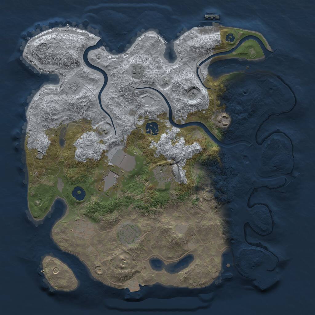 Rust Map: Procedural Map, Size: 3500, Seed: 223136129, 13 Monuments