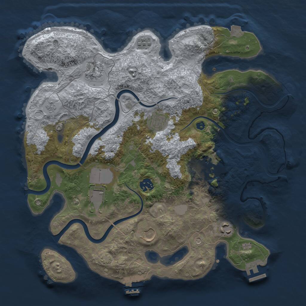 Rust Map: Procedural Map, Size: 3500, Seed: 223136129, 14 Monuments