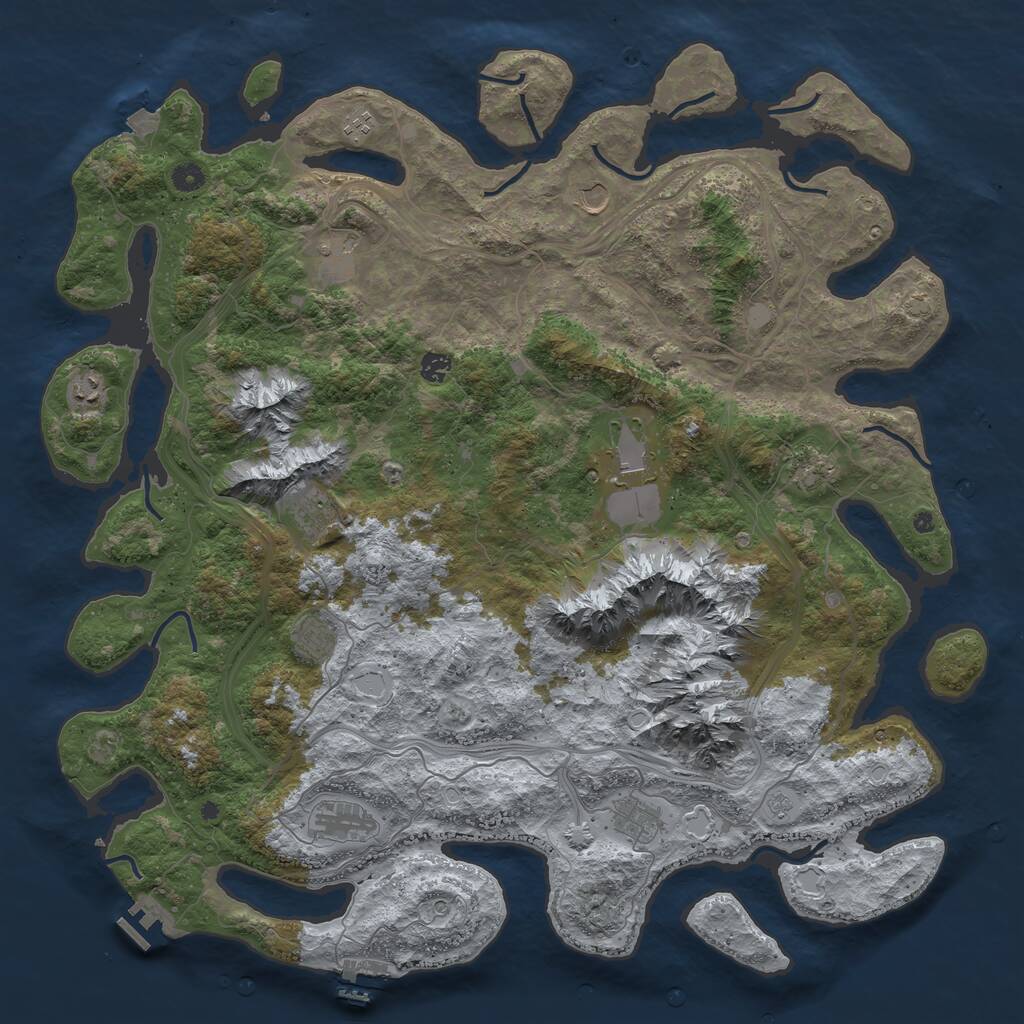 Rust Map: Procedural Map, Size: 5000, Seed: 458745, 17 Monuments
