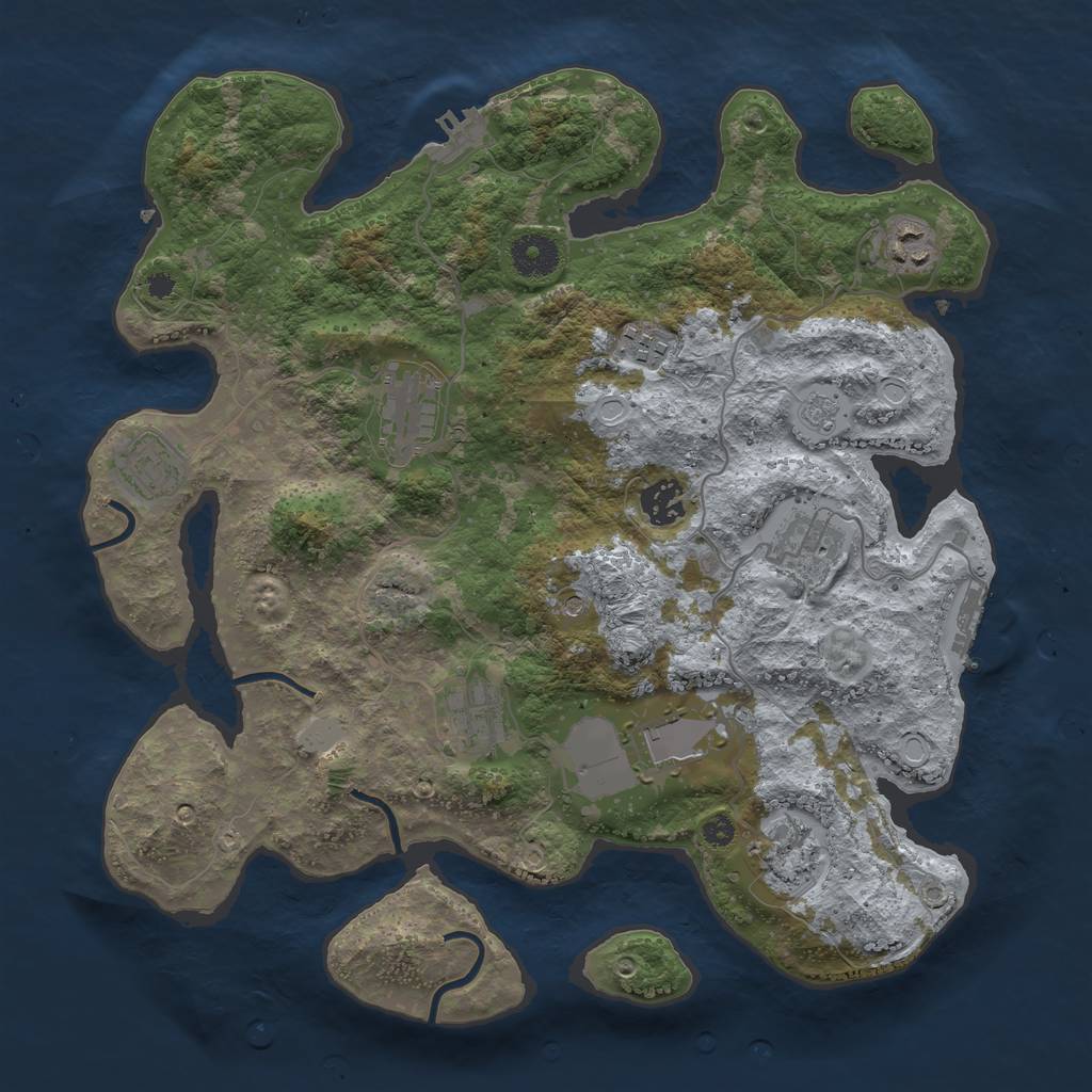 Rust Map: Procedural Map, Size: 3600, Seed: 10643, 18 Monuments