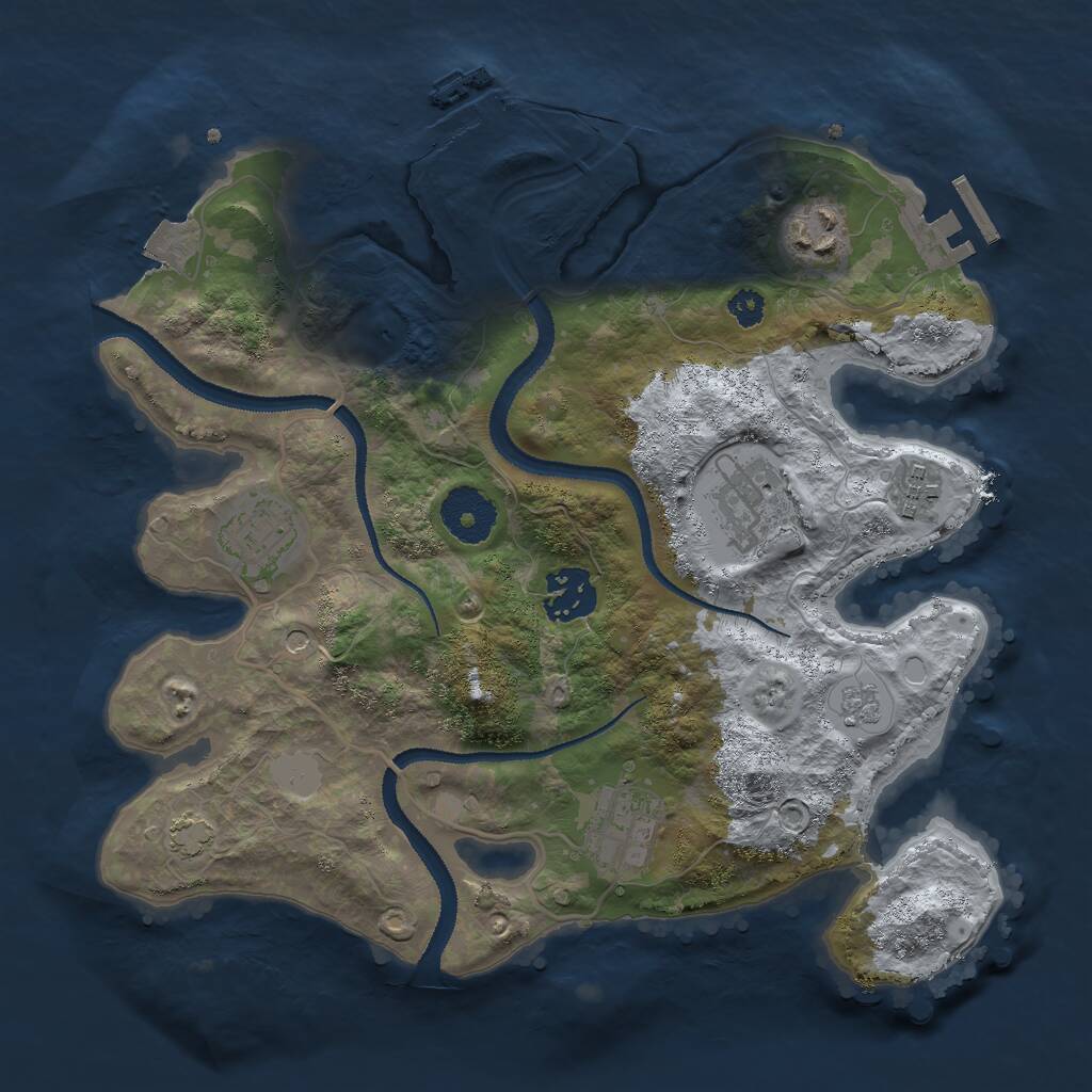 Rust Map: Procedural Map, Size: 3000, Seed: 59278, 12 Monuments