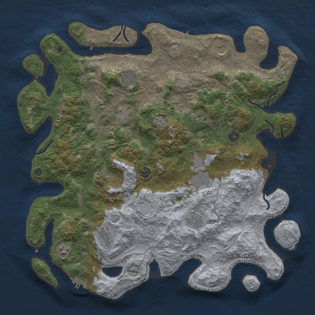 Rust Map: Procedural Map, Size: 4500, Seed: 4865, 17 Monuments