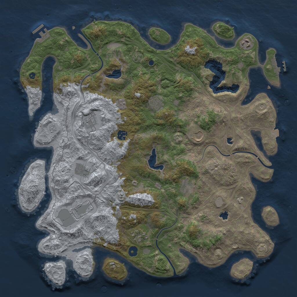 Rust Map: Procedural Map, Size: 4500, Seed: 598697101, 16 Monuments