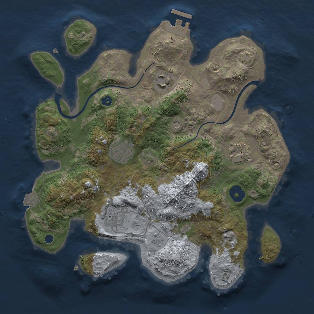 Rust Map: Procedural Map, Size: 3000, Seed: 234525, 9 Monuments