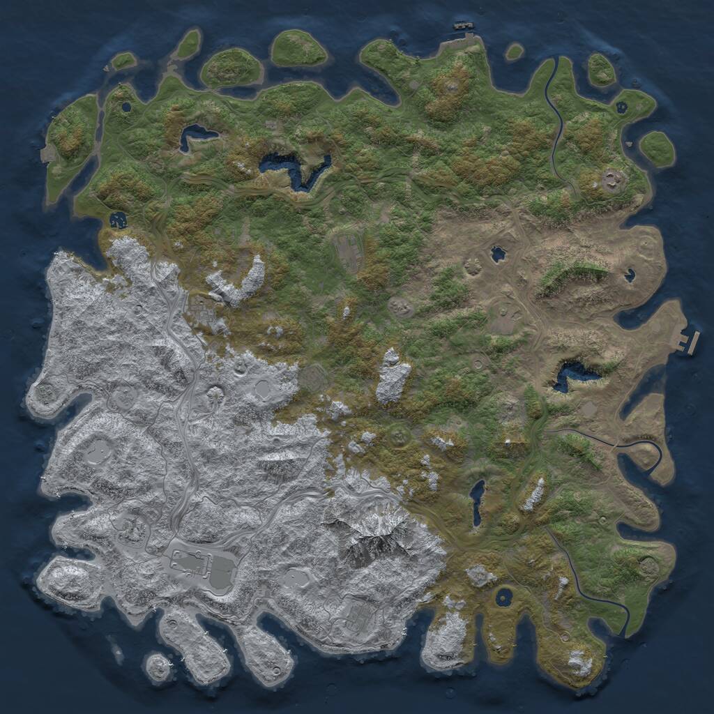 Rust Map: Procedural Map, Size: 6000, Seed: 474637, 16 Monuments