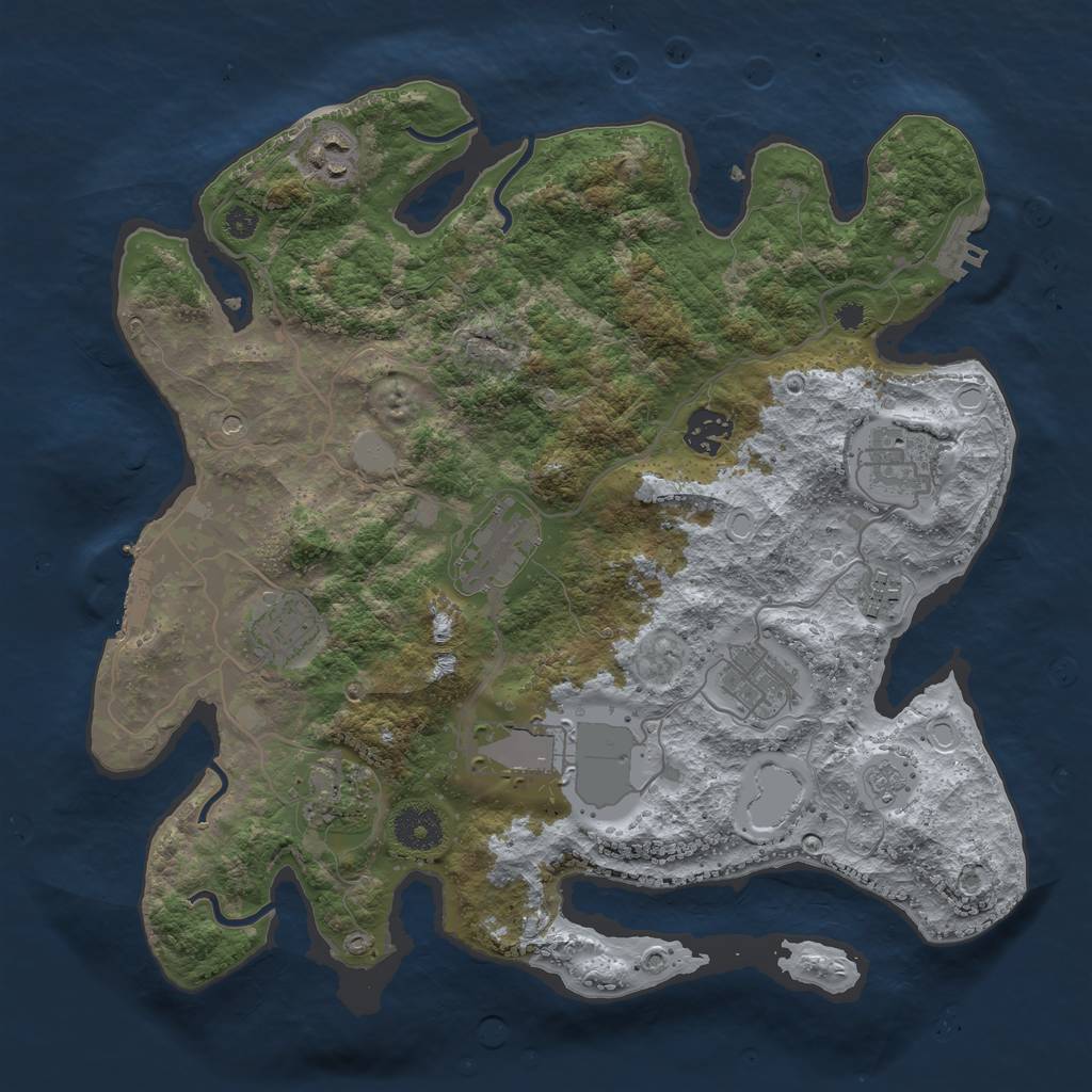 Rust Map: Procedural Map, Size: 3500, Seed: 830830980, 16 Monuments