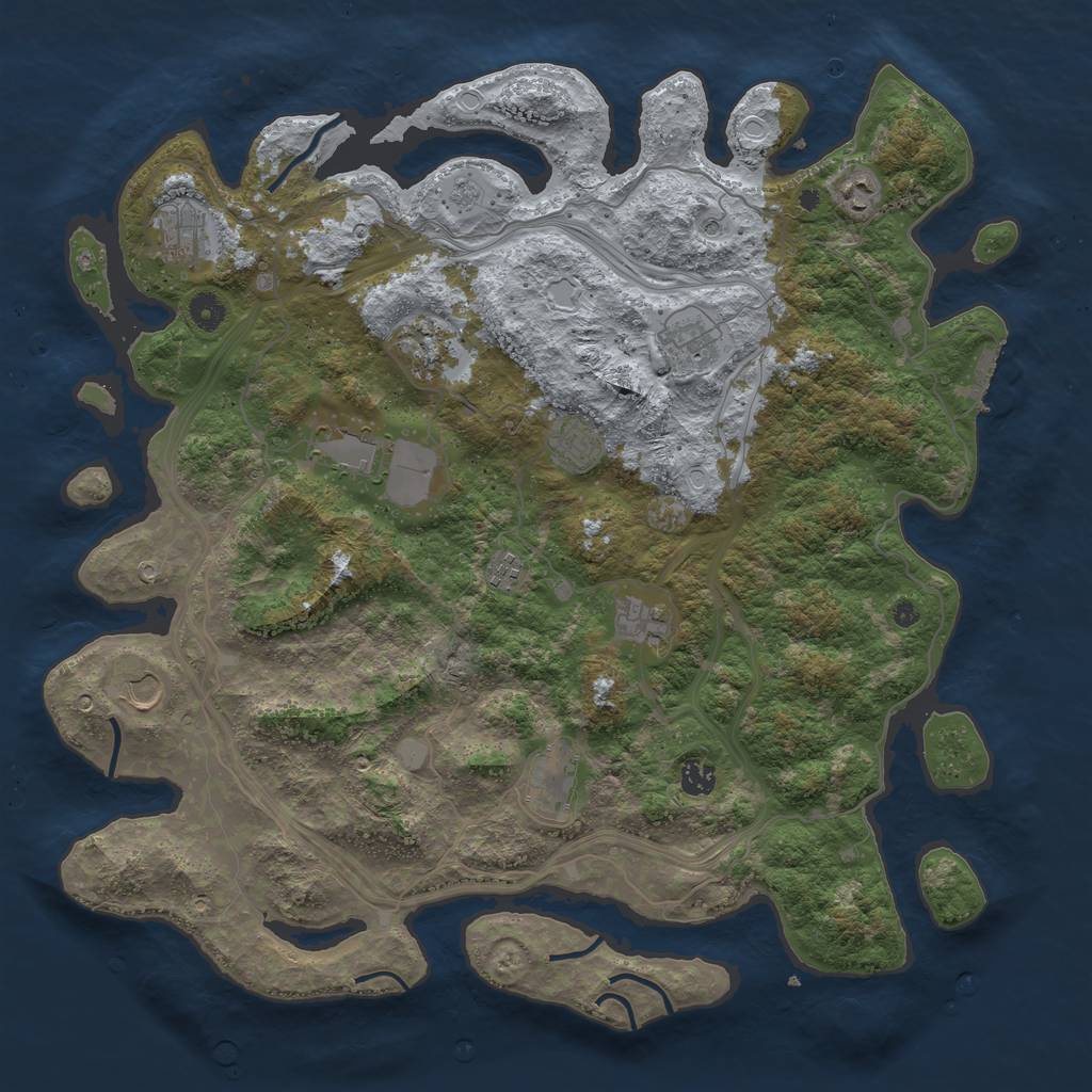 Rust Map: Procedural Map, Size: 4500, Seed: 1534383215, 17 Monuments