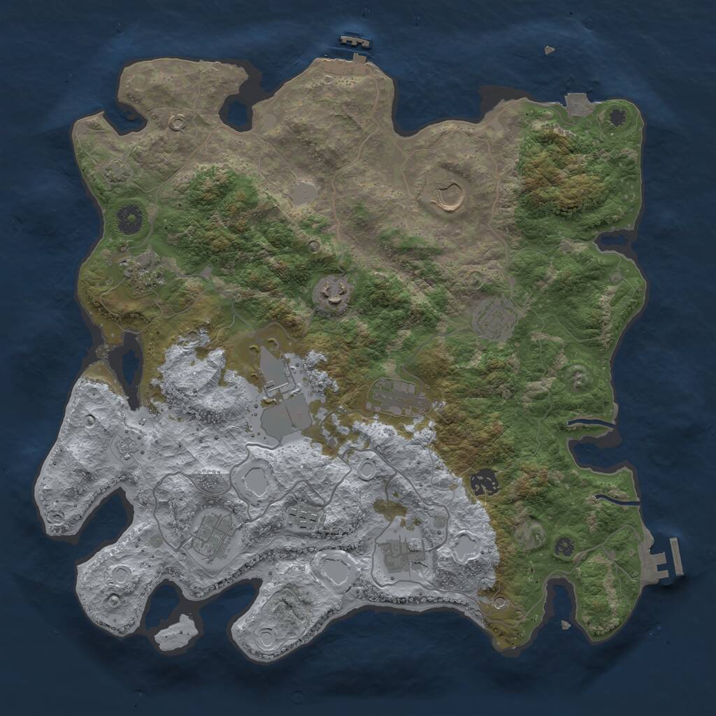 Rust Map: Procedural Map, Size: 3800, Seed: 112592388, 16 Monuments