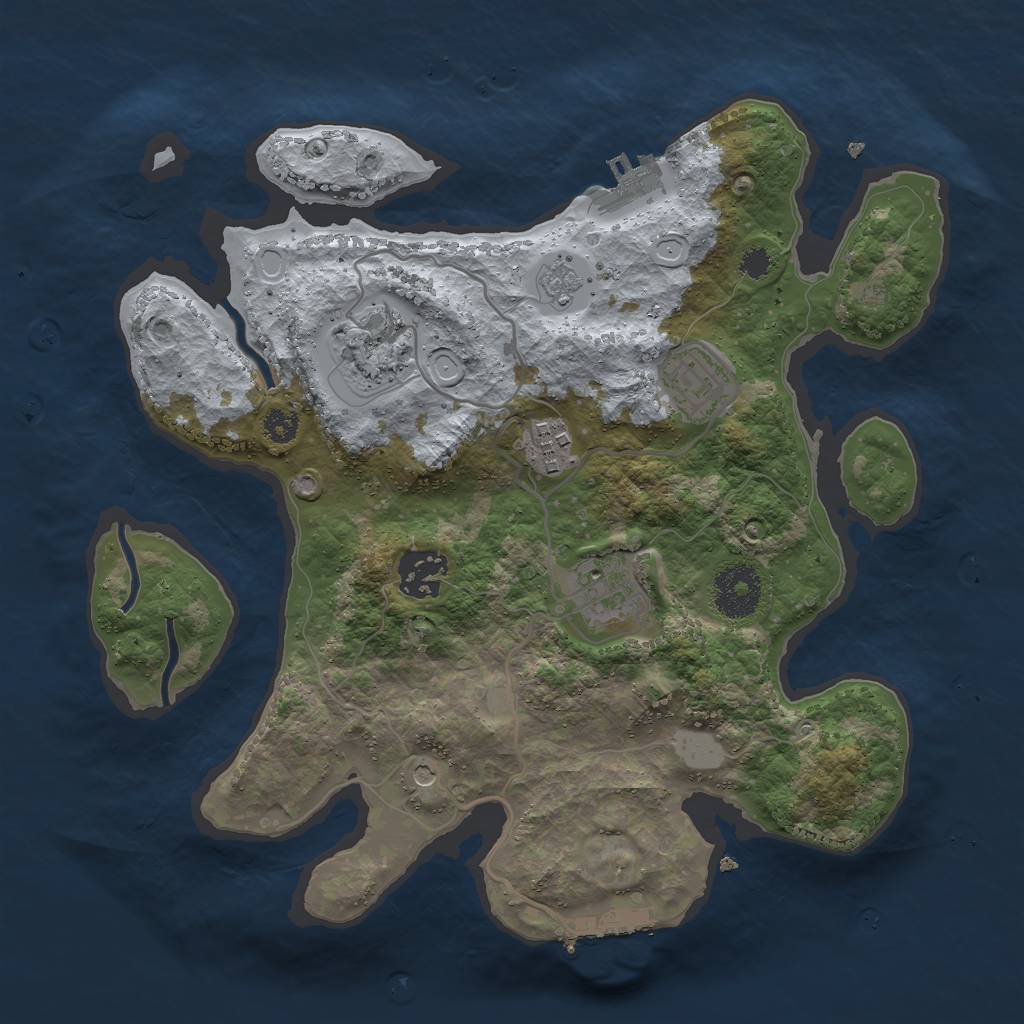 Rust Map: Procedural Map, Size: 3000, Seed: 704770262, 14 Monuments