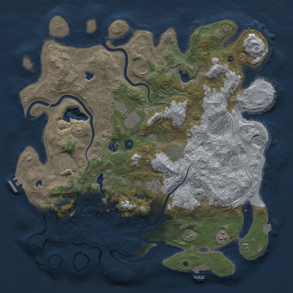 Rust Map: Procedural Map, Size: 4500, Seed: 2071058359, 15 Monuments