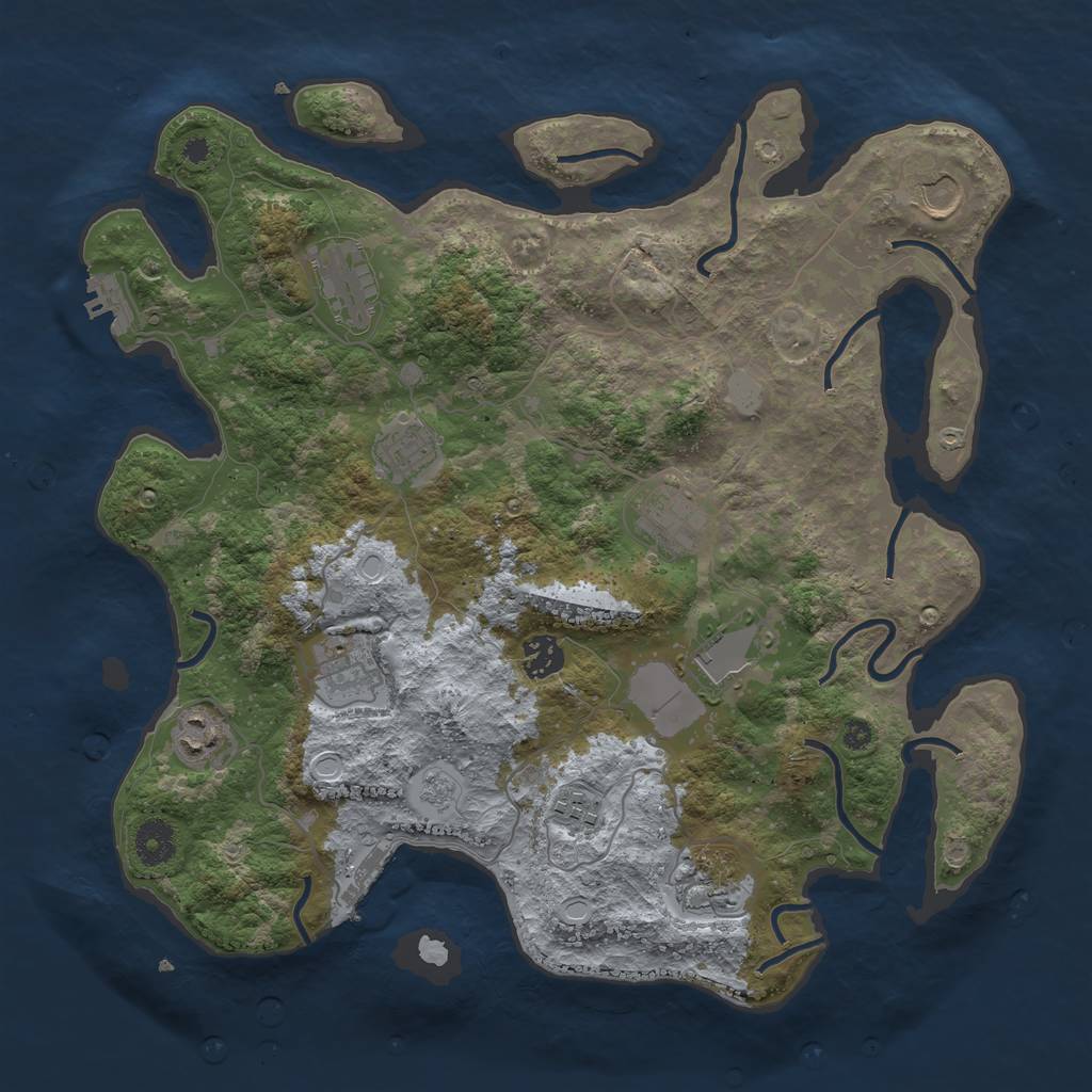 Rust Map: Procedural Map, Size: 3750, Seed: 13231373, 16 Monuments