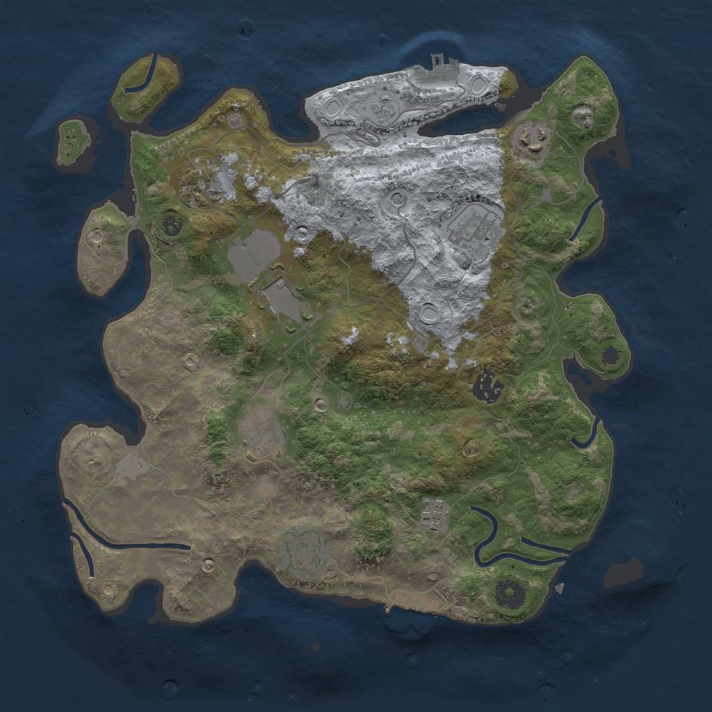 Rust Map: Procedural Map, Size: 3500, Seed: 1678496680, 17 Monuments