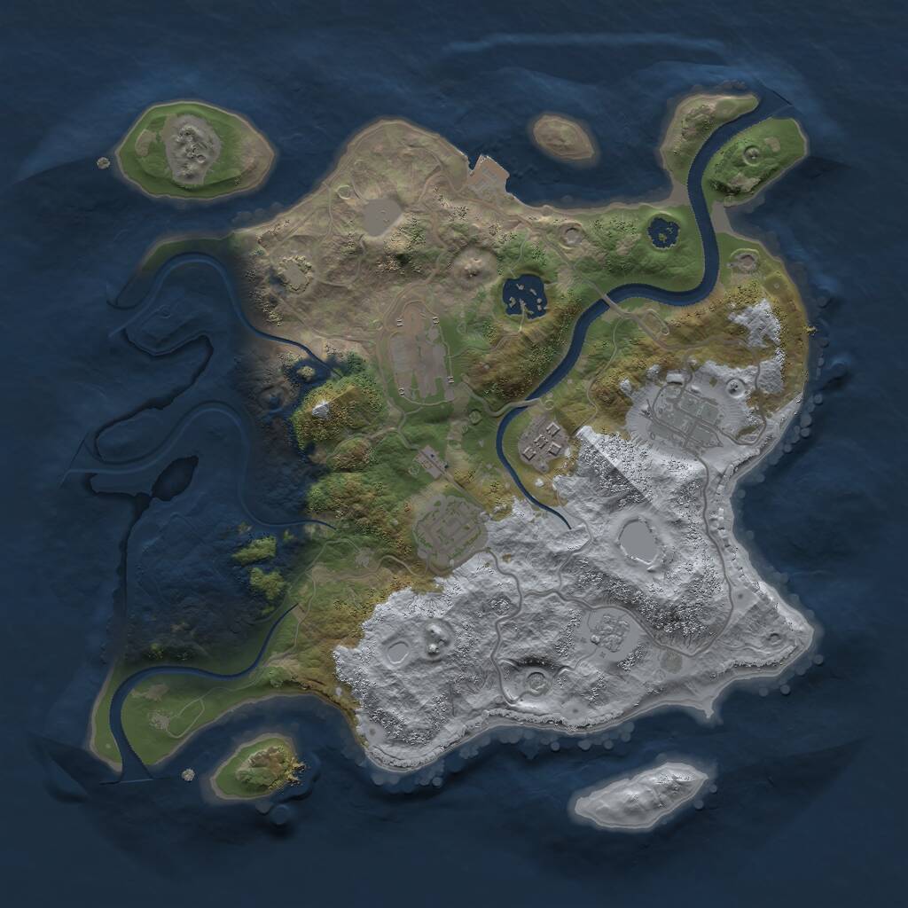 Rust Map: Procedural Map, Size: 3000, Seed: 75235659, 9 Monuments