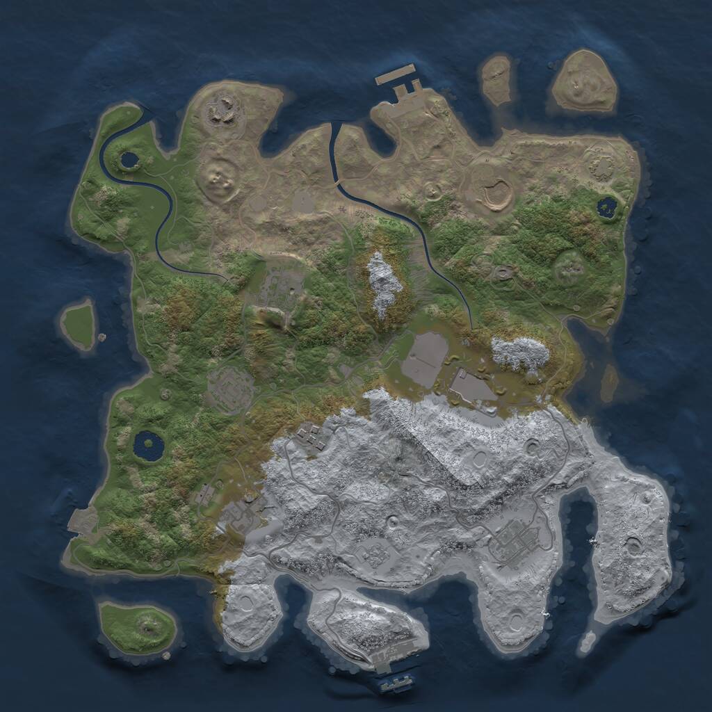 Rust Map: Procedural Map, Size: 3500, Seed: 729710359, 13 Monuments