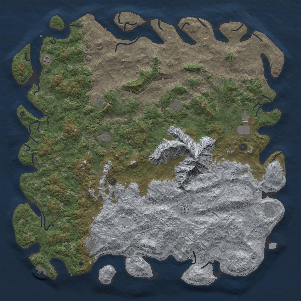 Rust Map: Procedural Map, Size: 6000, Seed: 663680258, 20 Monuments