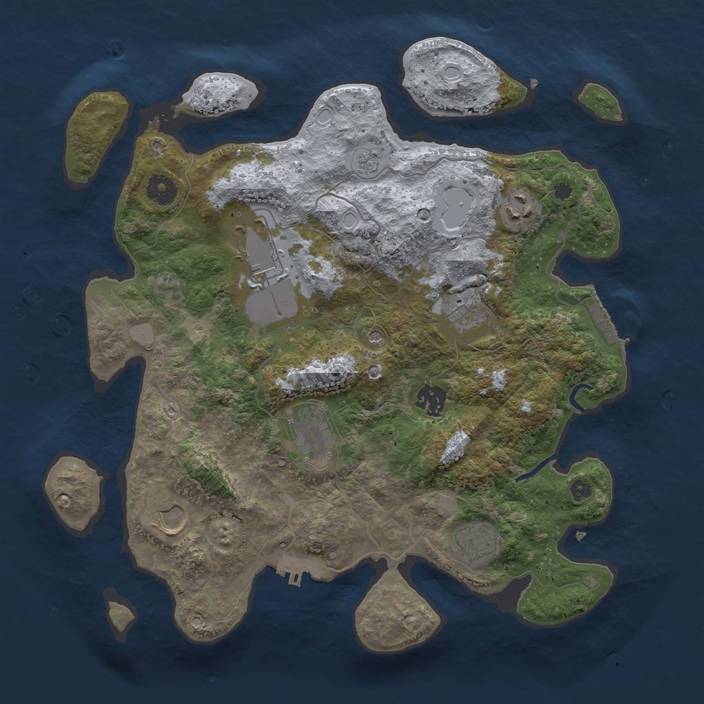 Rust Map: Procedural Map, Size: 3500, Seed: 30505953, 16 Monuments