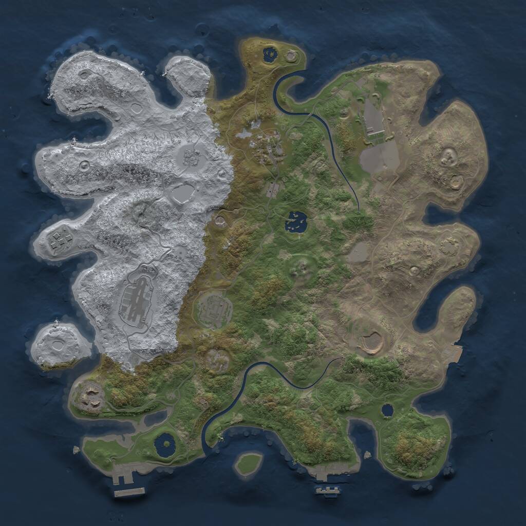 Rust Map: Procedural Map, Size: 3500, Seed: 1394885877, 14 Monuments