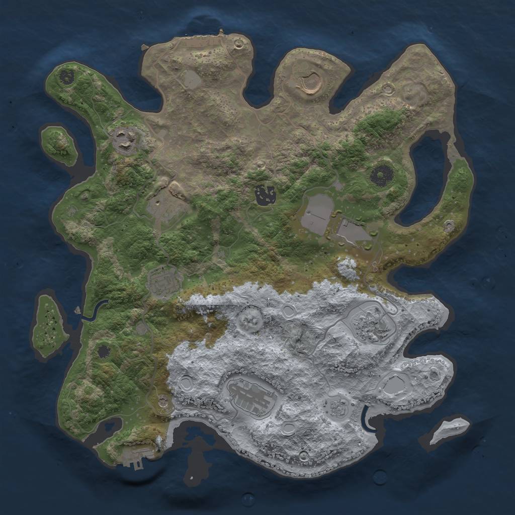Rust Map: Procedural Map, Size: 3500, Seed: 877349, 17 Monuments