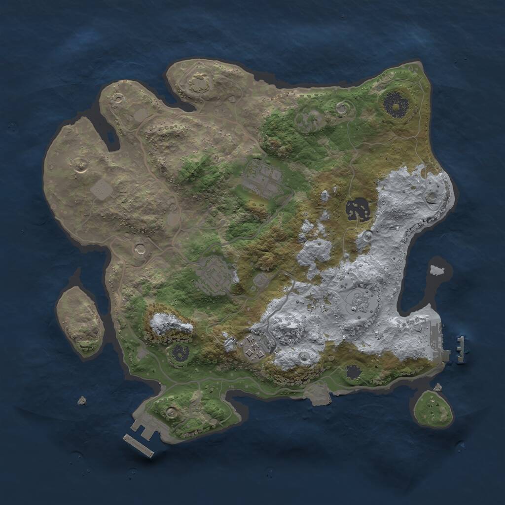 Rust Map: Procedural Map, Size: 3000, Seed: 28245, 10 Monuments