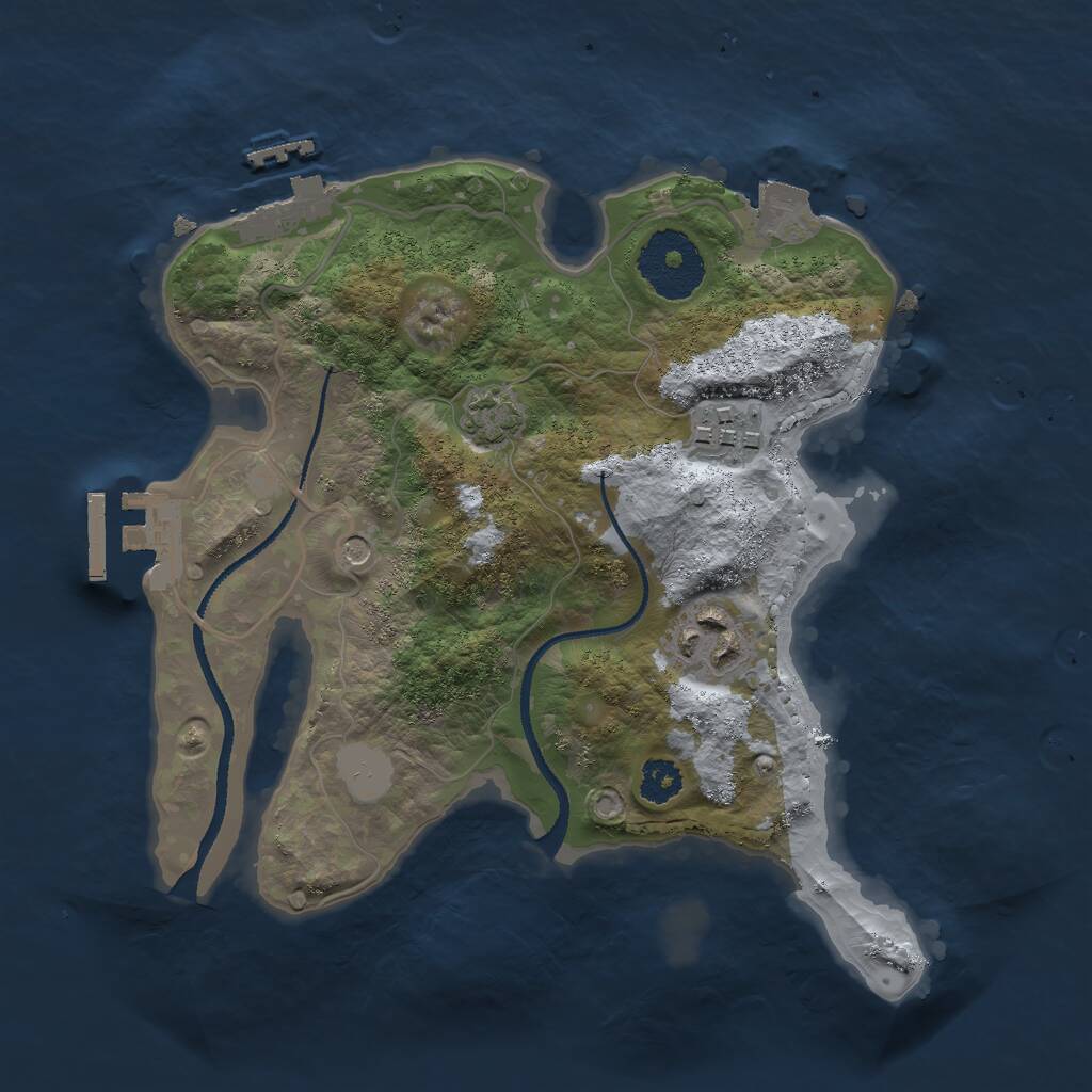Rust Map: Procedural Map, Size: 2500, Seed: 542355, 7 Monuments