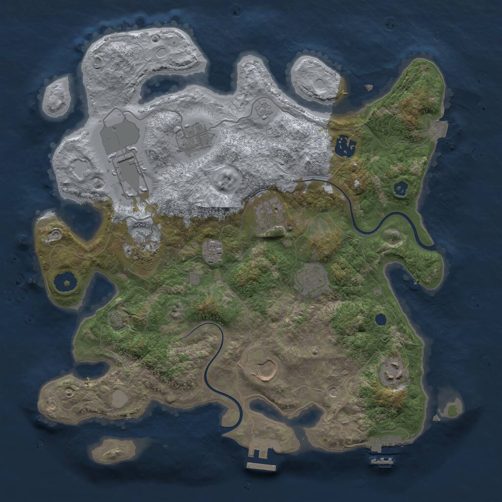 Rust Map: Procedural Map, Size: 3500, Seed: 32135468, 15 Monuments