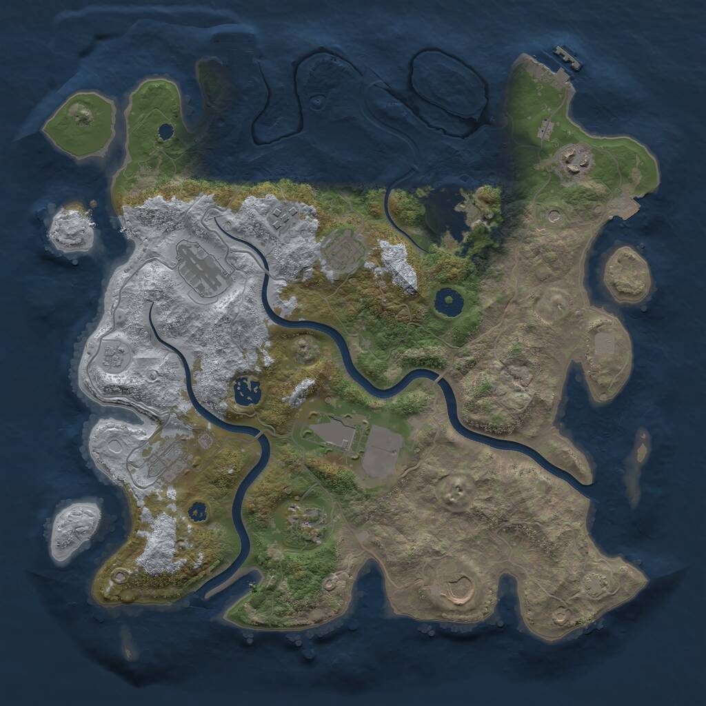 Rust Map: Procedural Map, Size: 3700, Seed: 24231562, 16 Monuments