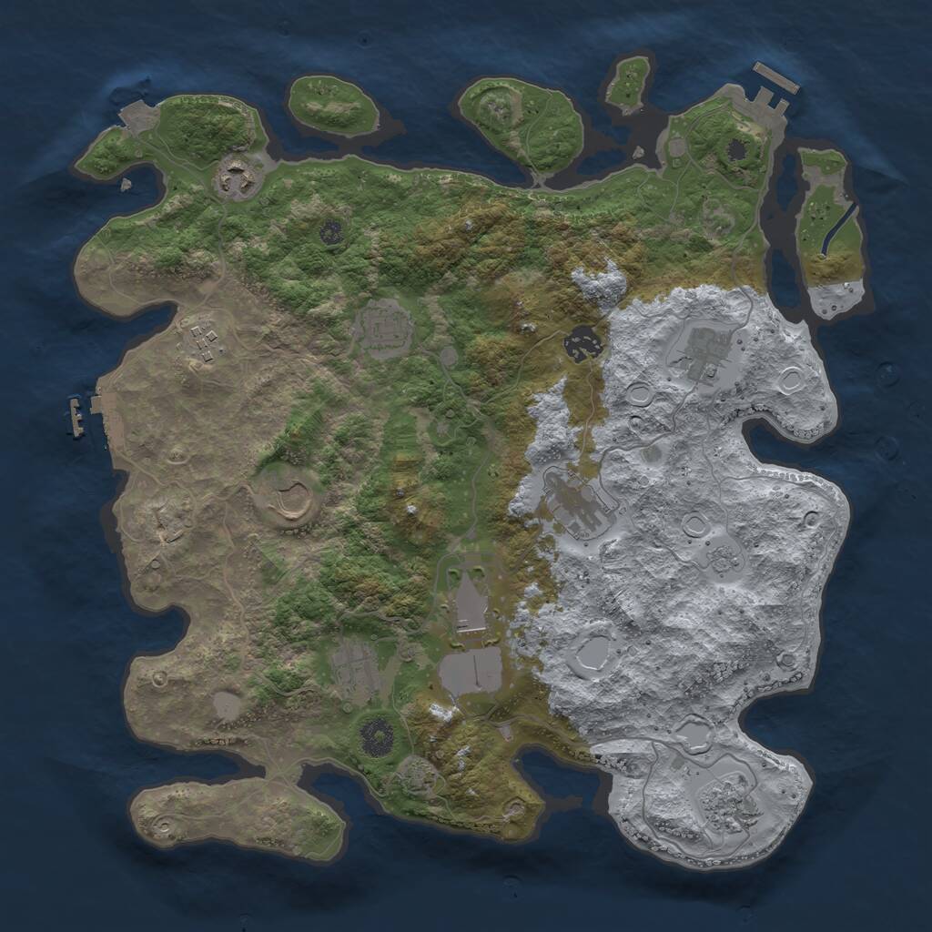 Rust Map: Procedural Map, Size: 3800, Seed: 51441823, 15 Monuments