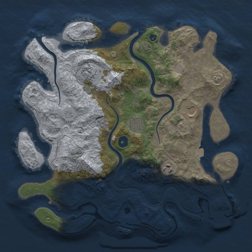 Rust Map: Procedural Map, Size: 3500, Seed: 579020, 11 Monuments