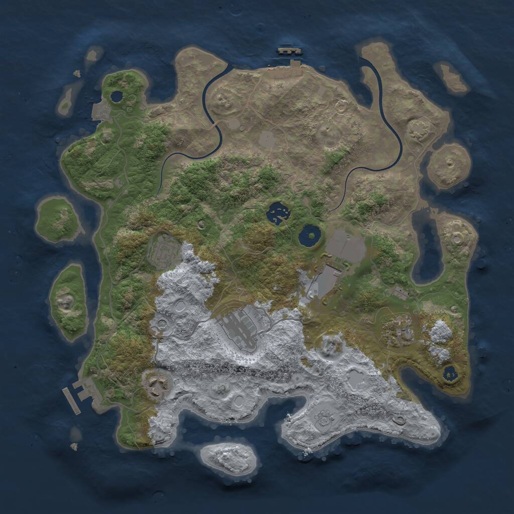 Rust Map: Procedural Map, Size: 3500, Seed: 720, 12 Monuments