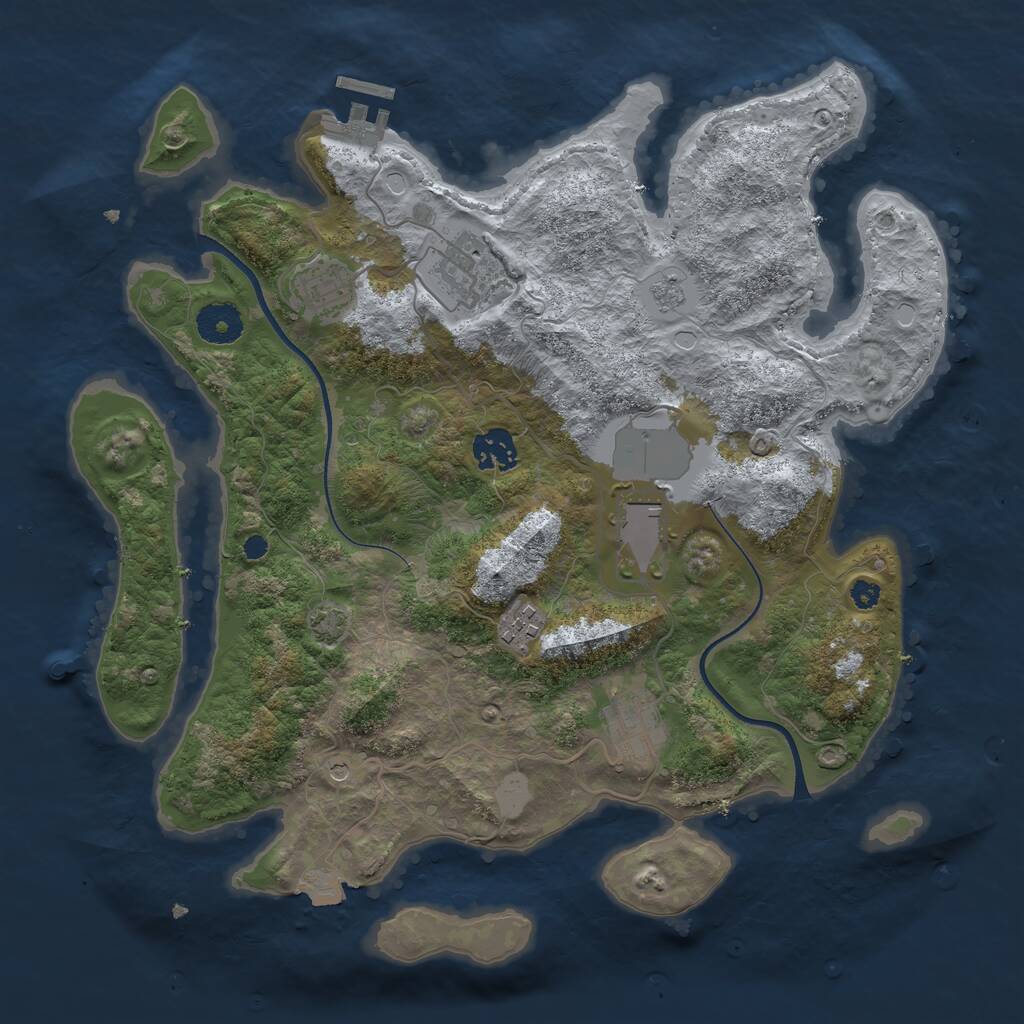 Rust Map: Procedural Map, Size: 3500, Seed: 338451312, 11 Monuments