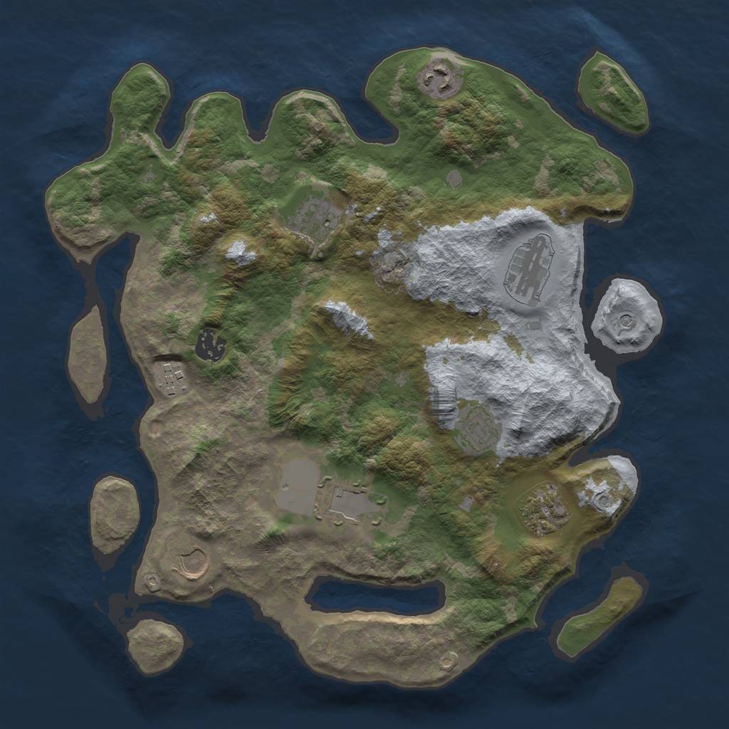 Rust Map: Barren, Size: 3500, Seed: 659183992, 12 Monuments