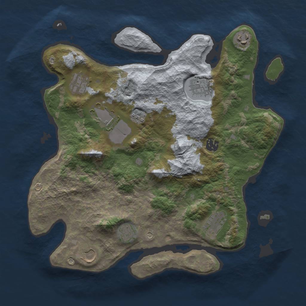 Rust Map: Barren, Size: 3500, Seed: 6294859, 12 Monuments