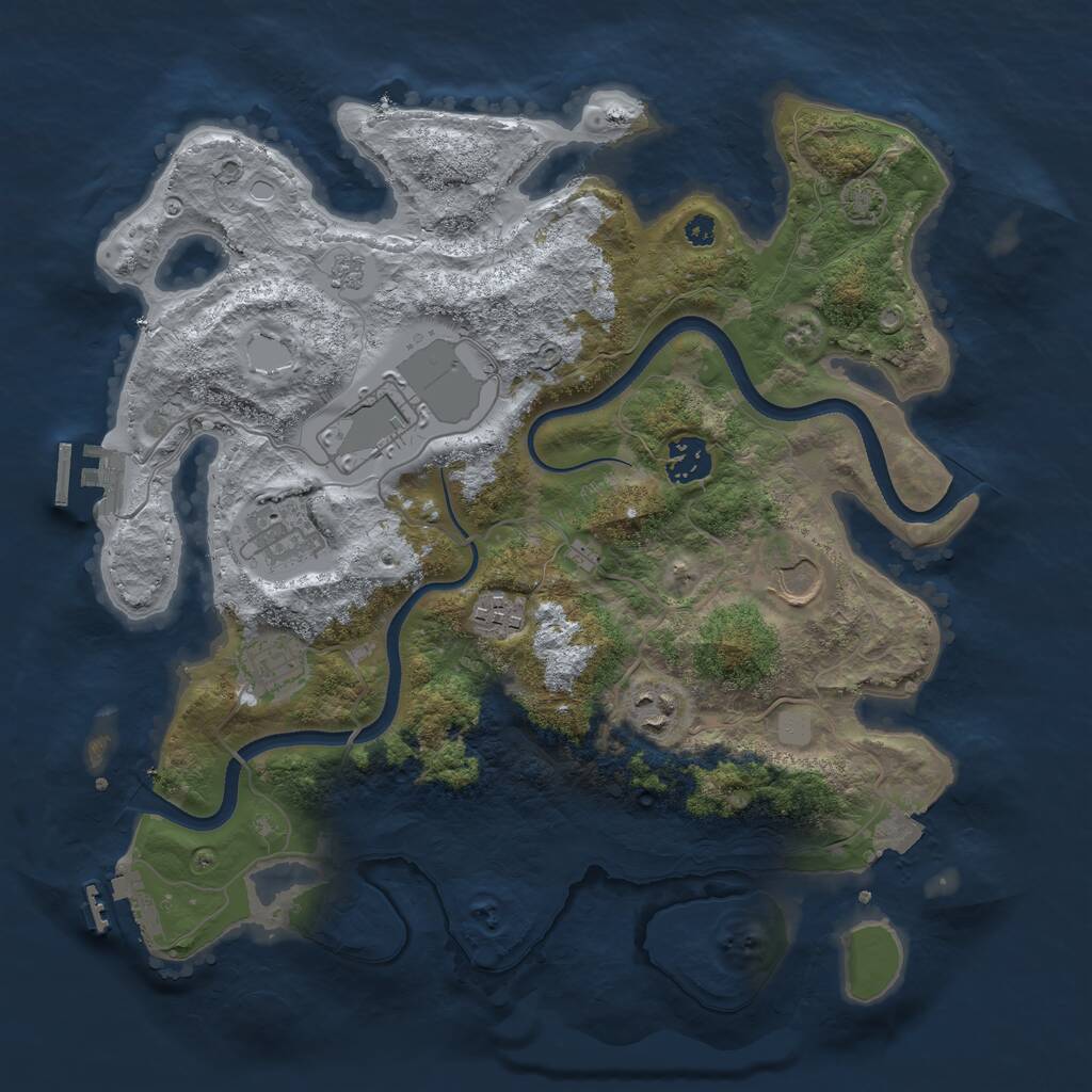 Rust Map: Procedural Map, Size: 3500, Seed: 1498560476, 12 Monuments