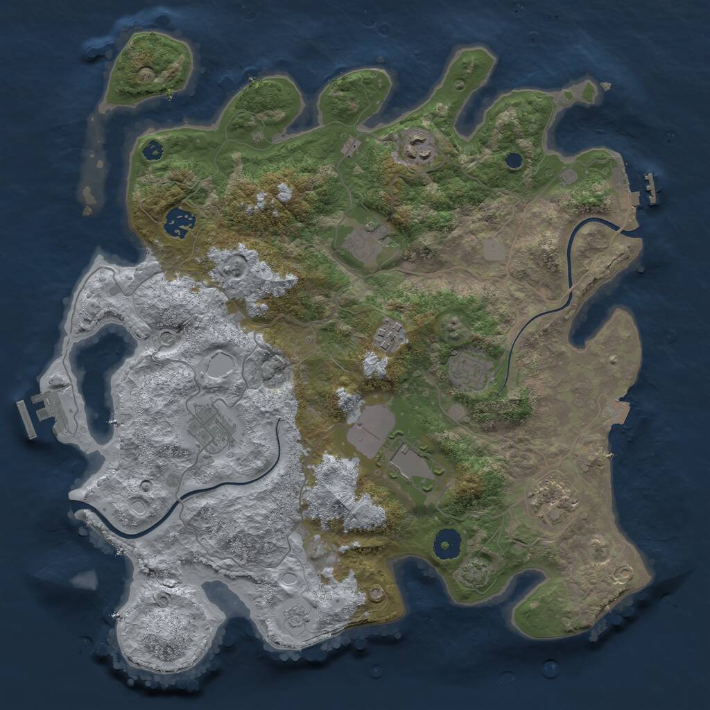 Rust Map: Procedural Map, Size: 3600, Seed: 1965659360, 14 Monuments