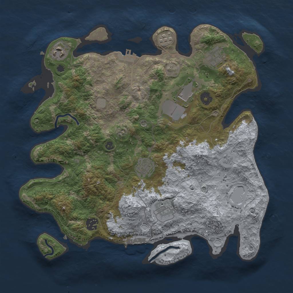 Rust Map: Procedural Map, Size: 3500, Seed: 2100249973, 14 Monuments