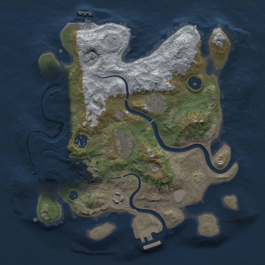 Rust Map: Procedural Map, Size: 3000, Seed: 732277428, 10 Monuments