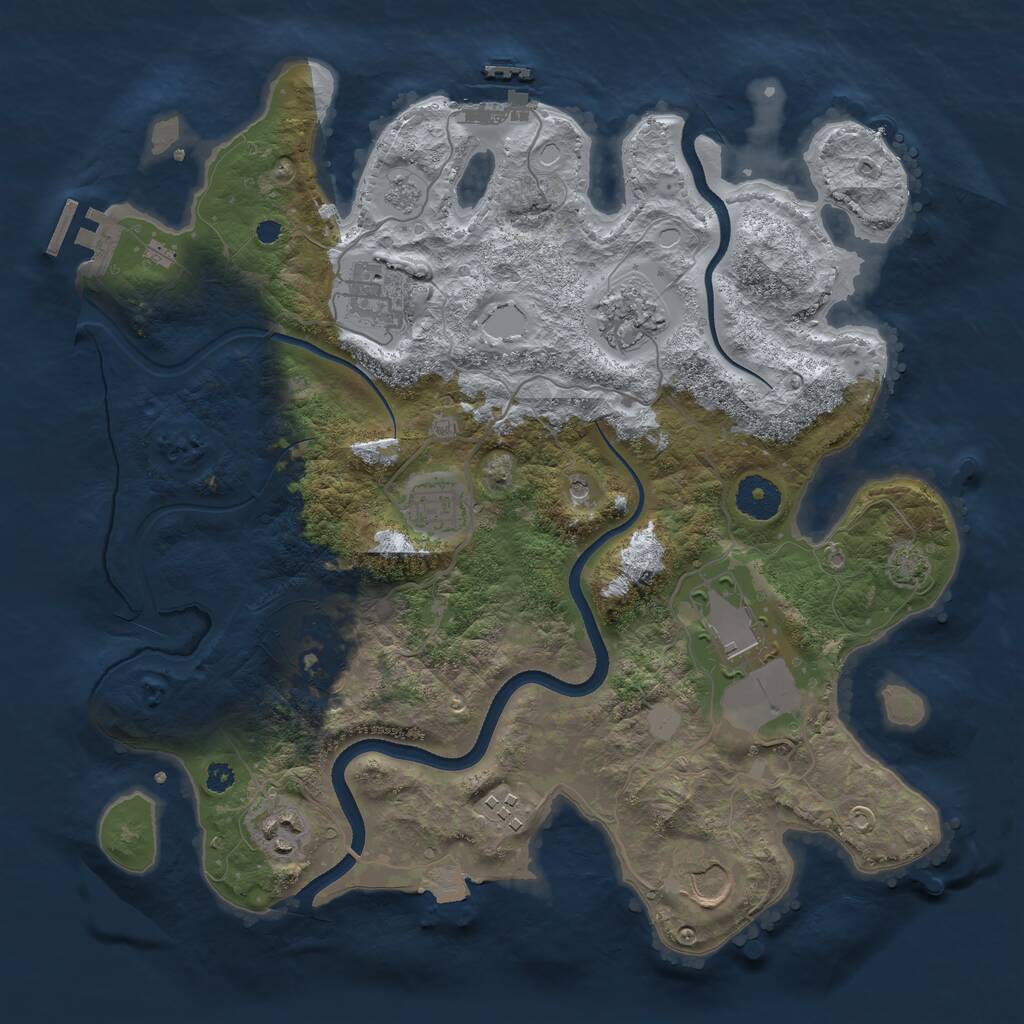 Rust Map: Procedural Map, Size: 3500, Seed: 345366, 14 Monuments