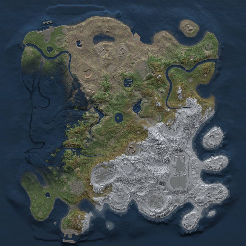 Rust Map: Procedural Map, Size: 4000, Seed: 42278983, 16 Monuments